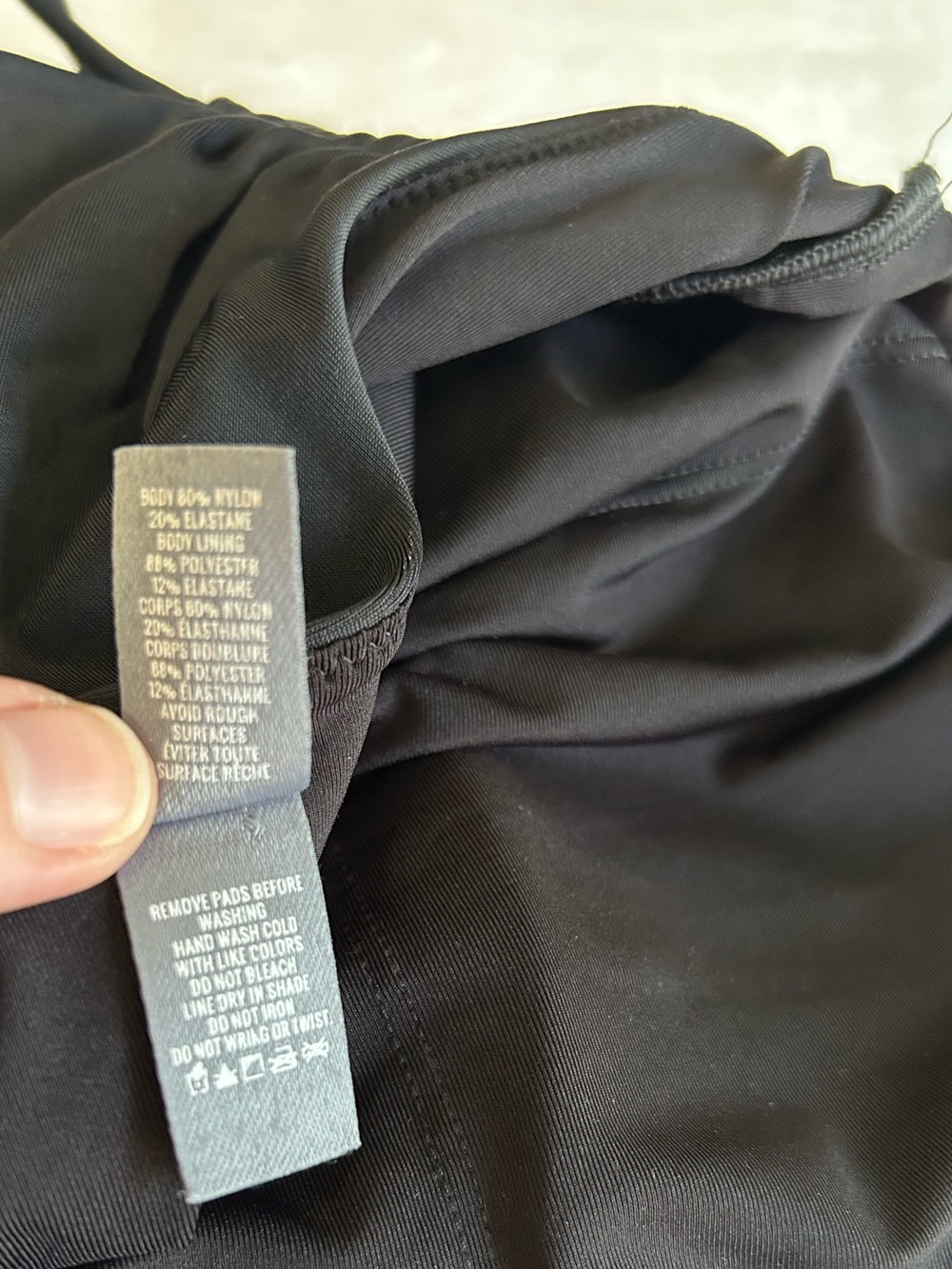 Aerie sz Medium Black One-Piece Swimsuit Halter Tie Top with side scrunching - Picture 5 of 6